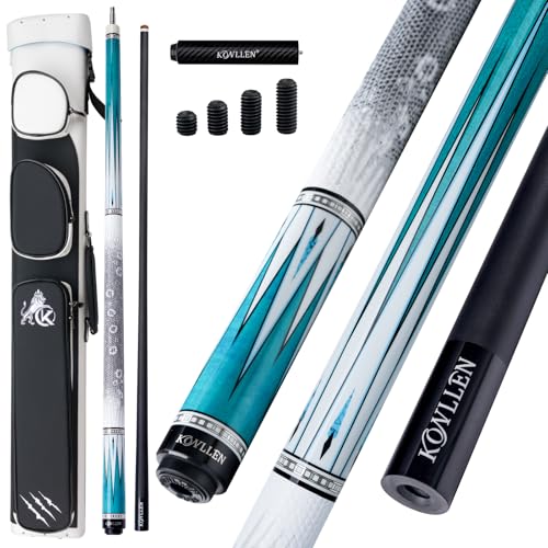 KONLLEN Carbon Fiber Pool Cue 2.0, 58-inch Low Deflection Billiard Stick for Adults with 12.5mm Tip and Pro Taper - color: 006 AK-05F 2.0 set-blue