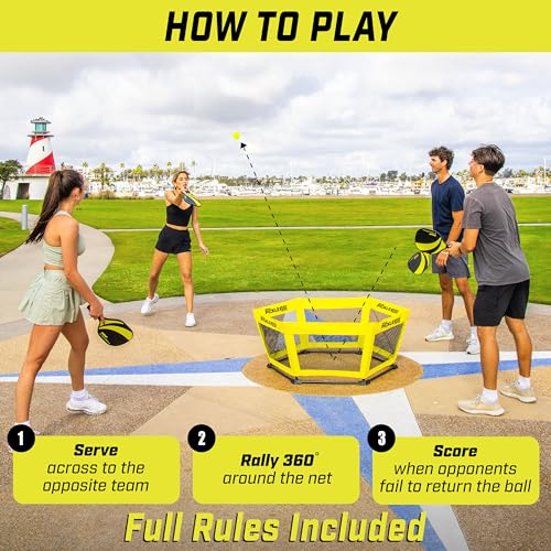 GoSports Pickle 360 Game Set – Pickleball Without a Court – Outdoor Lawn, Beach, and Backyard Paddle Ball Game - style: Hardcourt