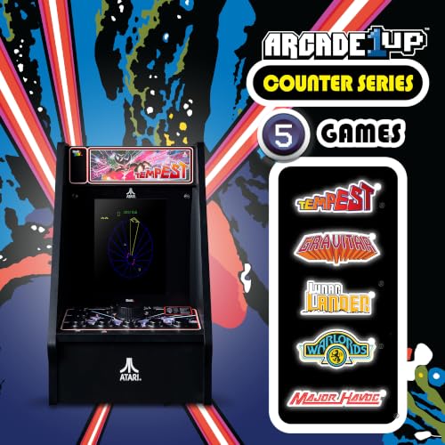 Arcade Classics - Atari Tempest Counter Series Game Machine, 5 Games, 8" Liquid Crystal Screen - Mini Cabinet, Portable Gaming, Retro, Countertop Console, Basement Decoration, Man Cave - style: Tempest Counter Series