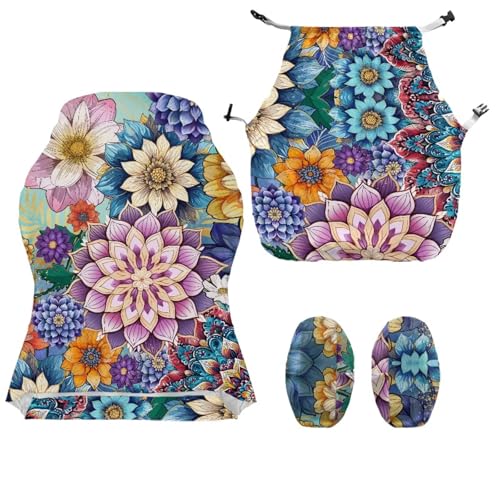 Gaming Chair Covers with Zipper Decorative Dustproof Stretch Gamer Chair Cover with Armrest Covers Washable Fabric Non-Slip Anti-Scratch Office Armchair Slipcover, Boho Flower - color: Boho Flower