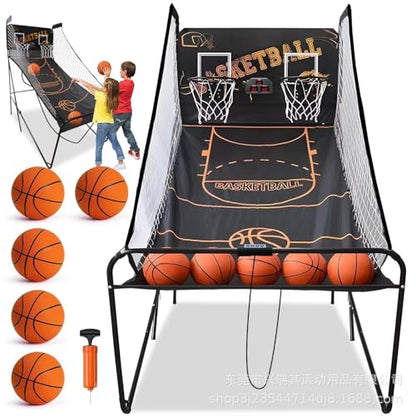 Basketball Arcade Game,Electronic Scoring Dual Shot Arcade Basketball,Folding Double Basketball Shooting Machine (A) - color: A