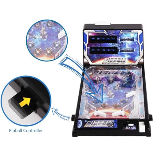 PHATM Tabletop Marble Game Machine - Pinball Games Mini Preschooler Toys Electronic Pinball Machine with Lights Sounds