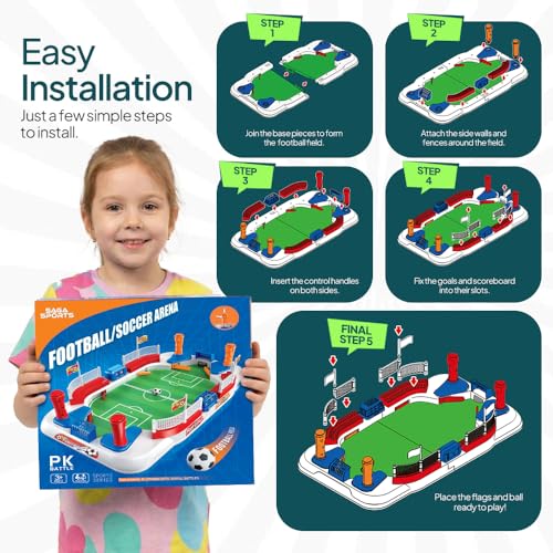 Mini Table Soccer Board Game – Soccer Gifts for Boys 8-12, Soccer Toys for Kids Ages 6-12, Indoor Mini Foosball Table for Kids, Fun Soccer Board Game, Perfect Birthday
