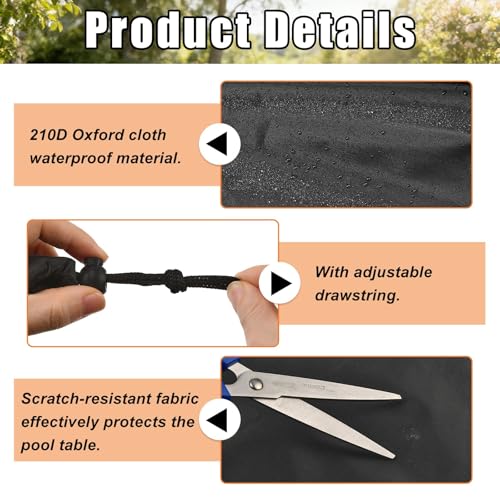 Blueshyhall Billiard Pool Table Cover 8 Feet, Waterproof & Dustproof Cover for Pool Table, Indoor Outdoor Protection Snooker Table Covers