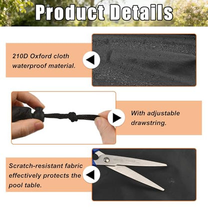 Blueshyhall Billiard Pool Table Cover 8 Feet, Waterproof & Dustproof Cover for Pool Table, Indoor Outdoor Protection Snooker Table Covers