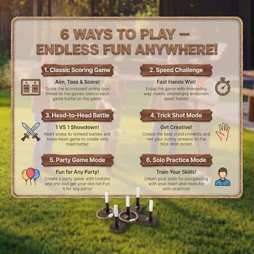 Leitee Mini Tabletop Ring Toss Game for Adults, Portable Wooden Desktop Ring Toss Set with Cross Base, 5 Scoring Pegs, 6 Rope Rings and Carry Bag for Indoor Office, Home, Parties and Travel