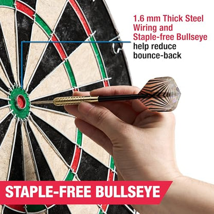 MD Sports Dartboard Cabinet Multiple Styles Electronic Dartboard With Digital X/O Cricket Scorekeeping and Dart Set, Perfect for Cricket Games - style: Bristle Dartboard (w/Steel Tip Darts)