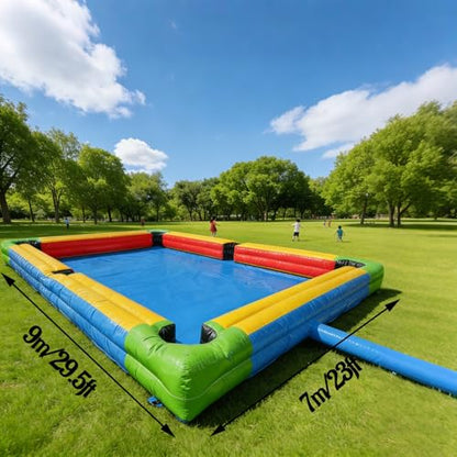 Snookball Giant Inflatable Soccer Pool Table Football Pool Pitch Billiards Inflatable Football Billiard Game with PVC Mat, Air Blower, 16 Balls for Party, Event - size: 9*7m
