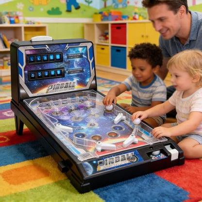 Professional Pinball Machine Full Size, Electronic Pinball Machines Toys with Light, Sound Effects and Digital-Counter, Classic Desktop Pinball Game for Home/Bar