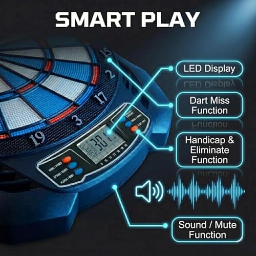 Electronic Dart Board - Professional Dart Board with Digital Scoreboard, LED Display, Soft Tip Darts & Electric Dartboards for Adults, USB-C Power