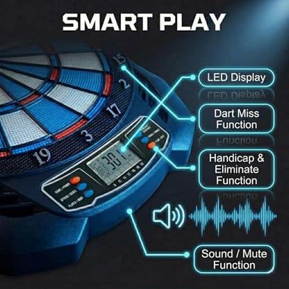 Electronic Dart Board - Professional Dart Board with Digital Scoreboard, LED Display, Soft Tip Darts & Electric Dartboards for Adults, USB-C Power