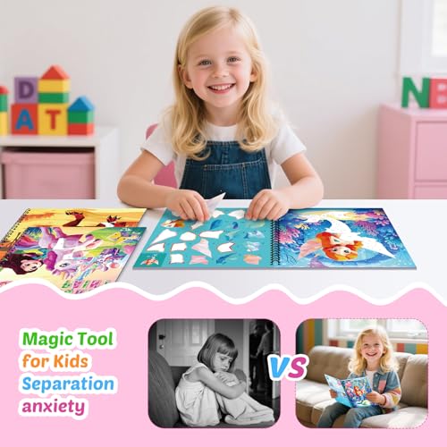 3PCS Paint by Sticker Book for Kids Ages 4-8 - Sticker by Number Activity Books with Stories | Travel Airplane Car Toys, Screen-Free Puzzle Easter Craft Gift for Girls Ages 3-5 4-6 6-8 - color: Style-3-3pcs