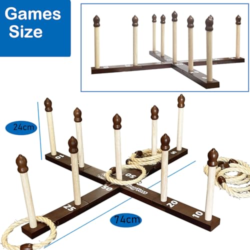 Wooden Ring Toss Game, Rings Throwing Game with Carry Case