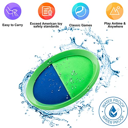 Weehoey Beach Toys - Outdoor Games for Kids, Toss and Catch Ball Set with 4 Paddles 3 Balls, Toys for 3 4 5 6 7 8+ Year Old Boys Girls Christmas Birthday Gifts (Blue and Green) - color: Blue and Green