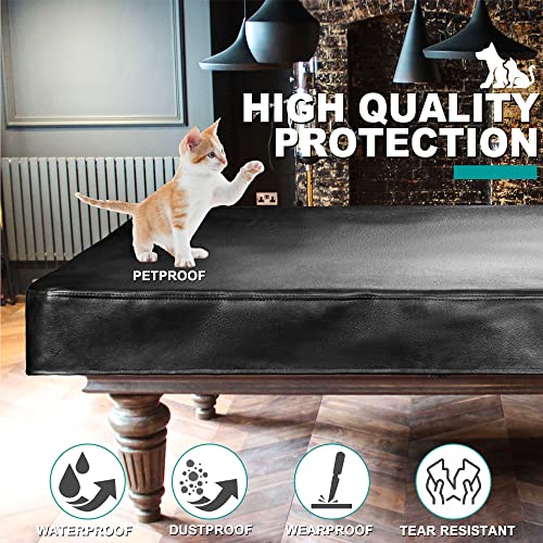 Pool Table Cover, Heavy Duty Leatherette Billiard Pool Table Covers Hard Top, Waterproof & Tearproof Cover for Pool Table 7/8/9 Feet Fitted (Balck/Matte, 8FT-100"LX 56"WX 8"H) - color: Black, size: 8FT (100" x 56" x 8")