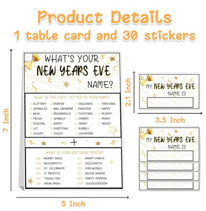 What's Your New Years Name, 1 Game Sign and 30 Name Stickers, Birthday Decor for Kids Party, Family Funny Games - style: Newyear