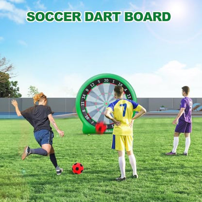 Giant Dart Board Inflatable with Pump, Outdoor and Indoor Soccer Sport Kick Dartboard for Kids and Adults, Waterproof Darts Board Yard Game with 20 Golf Balls, 4 Sticky Balls, 2 Soccers - style: Refreshing