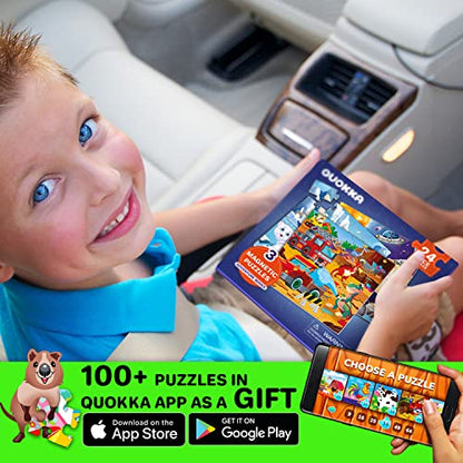 QUOKKA Magnetic Toddler Puzzles Ages 2-4 - 24 Pieces Kids Puzzles Ages 3-5 - Travel Games for Kids 4-6 Boys and Girls - Learning Animal, Space, Dino Car Airplane Road Trip Activities - style: 6. SPACE 24 PCS