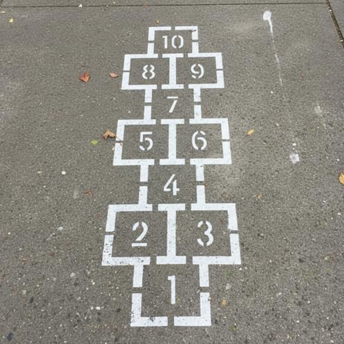 MotiMind 90" x 24" Classic Hopscotch Stencil Playground Foldable Painting Stencils Cardboard Reusable Template for Playground and Pavement