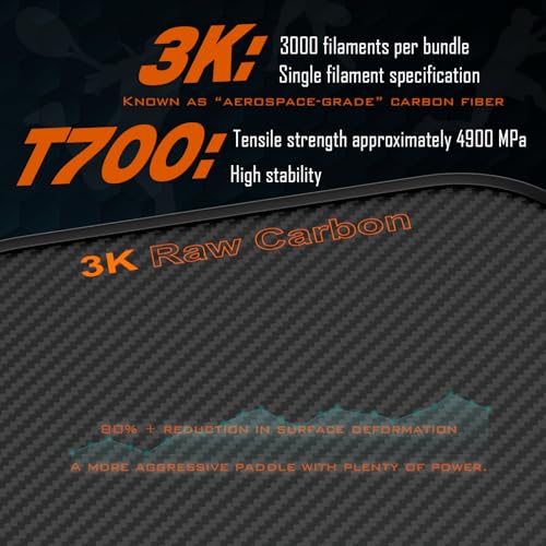 Carbon Fiber Pickleball Paddles USAPA Approved Raw Carbon Frosted - color: Black - Orange