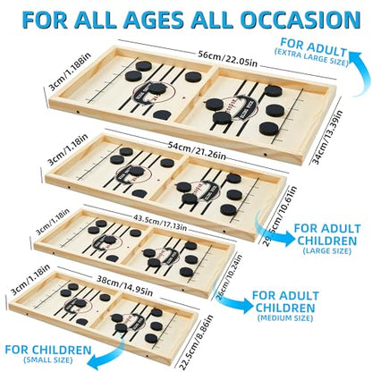 moopok Fast Sling Puck Game - Fast Action Super Foosball Table Desktop Battle Slingshot Wooden Air Hockey Board Game -Guaranteed Fun for Family Game Night or Friends Party - size: (Standard) Extra Large