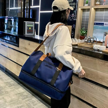 Portable Waterproof Gym Bag, Weekender Travel Bag,With Shoes Compartment (Blue) - color: Blue