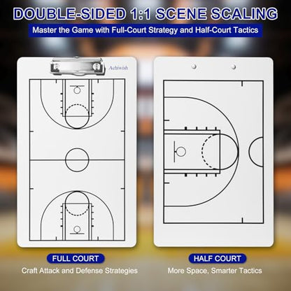 Premium Clipboard for Coaches, Durable Dry Erase WhiteBoard, Simplicity Sharpens Focus, Tactical Coaching Clip Boards, Sporting Goods Clipboards(Basketball) - style: Basketball