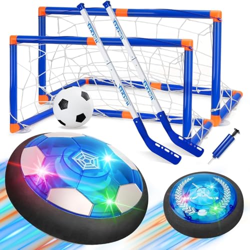 Nazano 3-in-1 Hover Soccer Ball, Kids Toddler Hockey Set with LED Lights,Indoor Outdoor Toys for Kids, Soccer Gift for Boys 6-8 8-12, Birthday,Kids, Boys Girls Age 6, 7, 8, 9, 10, 11, 12 - size: 3-IN-1 HOCKEY SOCCER BALL SET