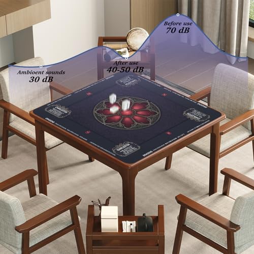 ARELUX Neoprene Mahjong Mat with Carrying Bag 32"x32" No Creases Rolled Shipping American Mat with Charles Rules Anti-Slip & Noise Reduction Table Cover for Poker, Card & Board Game(Black) - color: Black