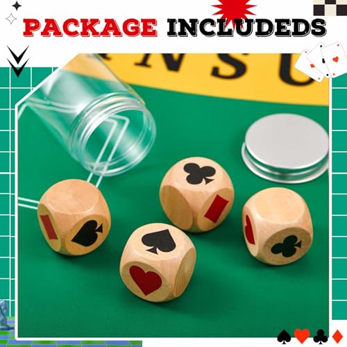 Seenelling 4 Pcs Wooden Marker Dice with Storage Box Big Size 1.57''(4cm) Ace Indicator Wooden Suit Dice Cube Clear Prints Euchre Cube Great Gift for Euchre Poker Cards Game (Brown,1.57'')