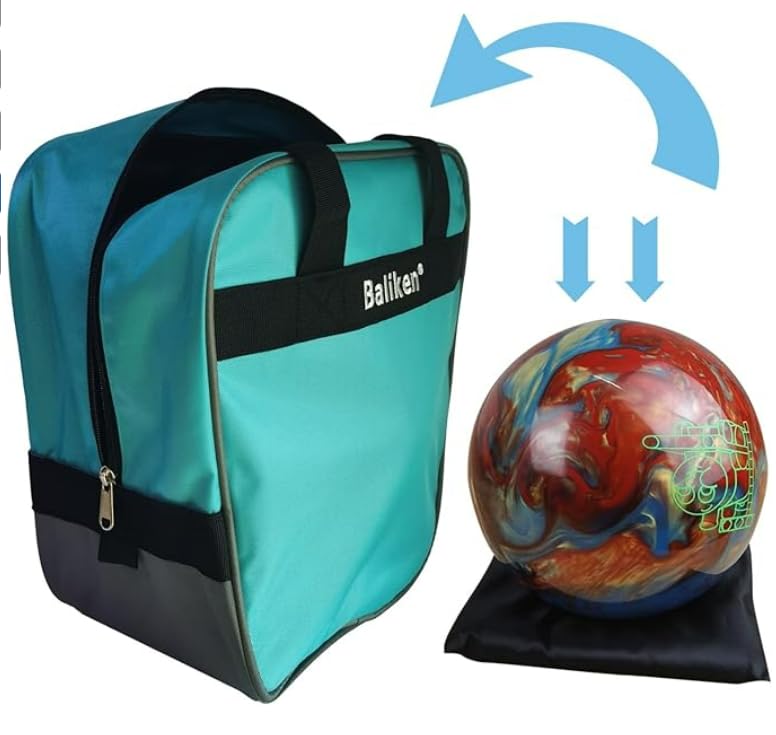 BALIKEN Bowling Single Tote Bag, Durable, Compact and Stylish Durability Easy to Carry Holds One bowling ball - color: Teal/Grey