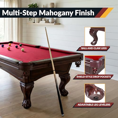 Hathaway Augusta 8 Ft Furniture Pool Table – Includes Cue Sticks, Billiard Balls – Classic Design Perfect for Family, Home, Dining, or Living Room - color: Mahogany Finish