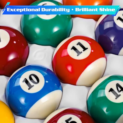 Pool Balls Billiard Set – 16 Regulation Billiard Balls for Pool Table, Pool Table Balls Set, Billiards Accessories for Home or Club Play