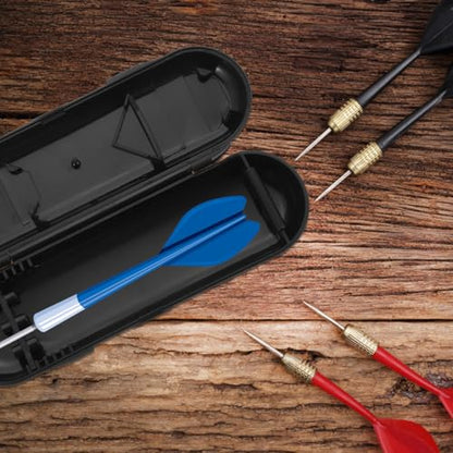 Toddmomy Portable Darts Storage Case Hard Shell Box for Steel and Soft Tip Darts, Oval 3pcs Compact Organizer for Travel and Game Room Use, Black