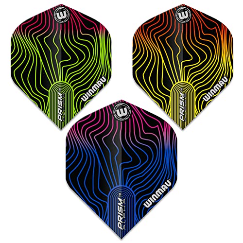 WINMAU Prism Alpha Solar Design Dart Flights - Standard Shape 100 Micron Polymetronic Flights for Stable Throw Control, Replacement Flights for Steel & Soft Tip Darts, 3 Sets (9 Flights)