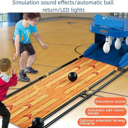 Family Bowling Game,Home Indoor Bowling Ball Console,with Automatic Reset, Lighting,LED Scoreboard & Simulation Sound,for Children and Adults Interactive Game - size: 11.5FT