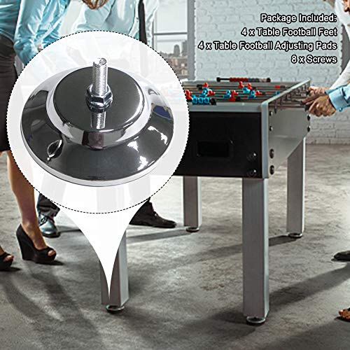 Pool Table Leveling Kit, 4PCS Heavy-Duty Metal Game Table Leg Levelers & Adjusting Pads - Stabilize Foosball, Billiard, Air Hockey Tables