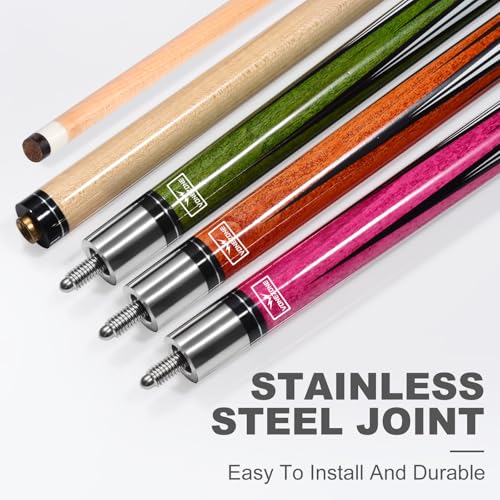 Pool Cue Stick,Pro Cue with Hard Case,Pool Sticks for Adults,Womens Pool Cue,Pool Cues for Men,58inch 19-21oz Billiard Stick Pool Cue Set,Pink/Orange/Green - color: Pink