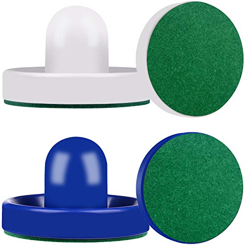 ONE250 Air Hockey Pushers and Red Air Hockey Pucks, Goal Handles Paddles Replacement Accessories for Game Tables (4 Striker, 4 Puck Pack) - color: White & Blue