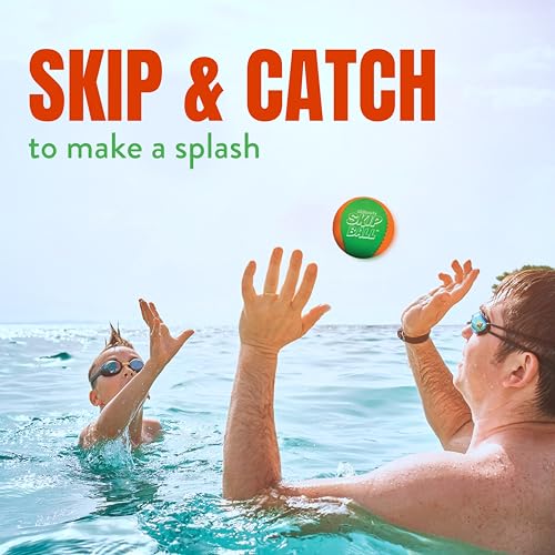 Activ Life The Ultimate Water Skip Balls, Water Bouncing Ball for Swimming Pool, Beach Toys for Friends, Family, Kids and Adults - style: Green/Orange