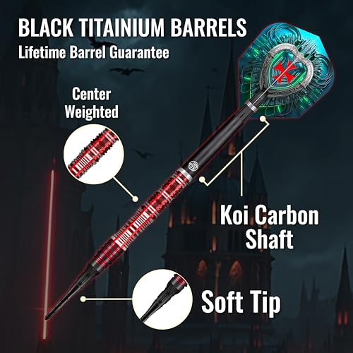 Future Knights Dreadheart Soft Tip Dart Set | 90% Tungsten Professional Darts for Electronic Dartboard | for All Skill Levels | Soft Tips for Electronic Boards | Made in New Zealand