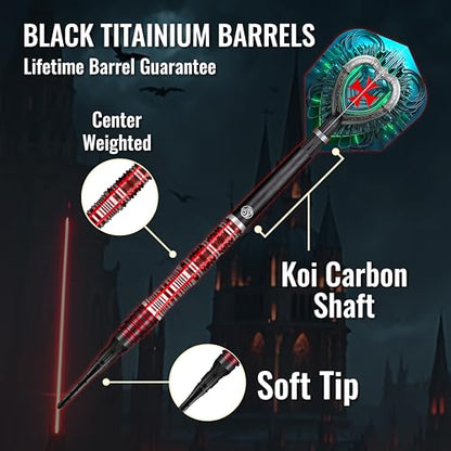 Future Knights Dreadheart Soft Tip Dart Set | 90% Tungsten Professional Darts for Electronic Dartboard | for All Skill Levels | Soft Tips for Electronic Boards | Made in New Zealand