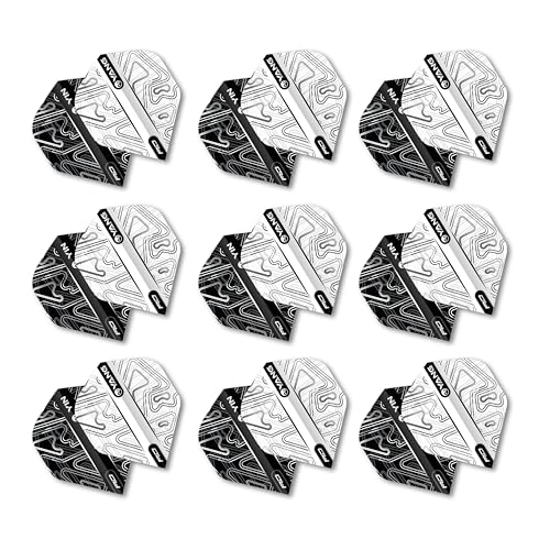 RED DRAGON Yin Yang Double Sided Dart Flights 3 Sets Per Pack (9 Dart Flights in Total) - color: White and Black