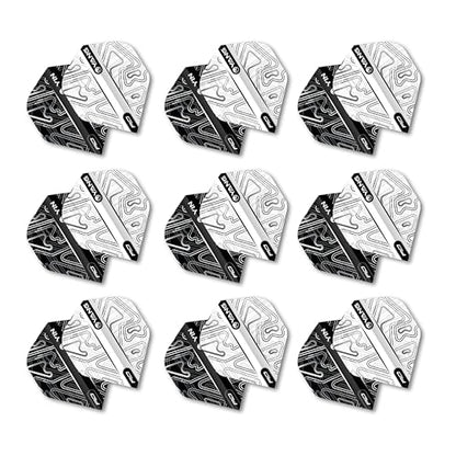 RED DRAGON Yin Yang Double Sided Dart Flights 3 Sets Per Pack (9 Dart Flights in Total) - color: White and Black