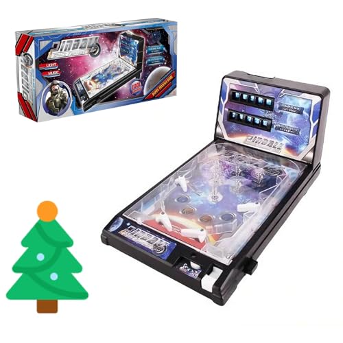 Christmas Tabletop Pinball Machine, Mini Pinball Game Toy with Lights Sounds, Electronic Tabletop Pinball Machine for Birthday Party Gift, Retro Arcade Pinball Kit for Kids