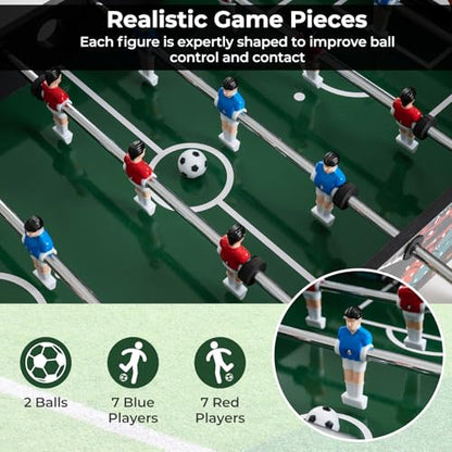 Goplus Foosball Table, 2-in-1 Soccer Table with Detachable Legs for Tabletop, Freestanding Arcade Game Table with 2 Balls, 2 Score Records for Adults, Indoor Home Office Bar Game Room