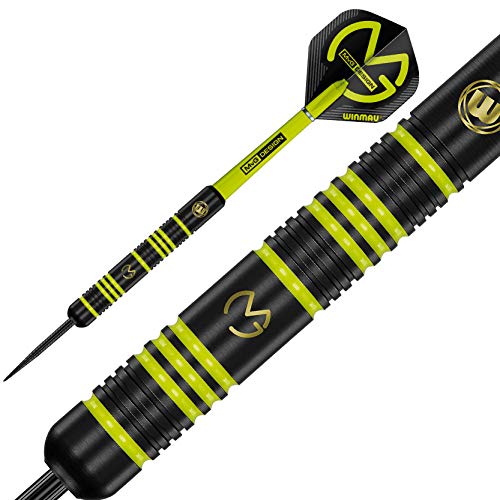 Winmau Michael Van Gerwen MvG Ambition Brass Steeltip Darts Set 22g with MvG Flights and Nylon Shafts (Stems)