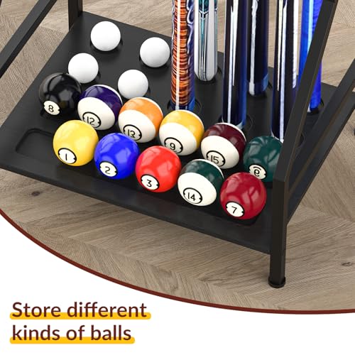 YBING Pool Stick Holder - Pool Stick Stand for 10 Sticks, Pool Stick Rack, Floor Cue Stick Holder, Billiard Cue Rack, Pool Table Accessories, Bamboo Black - color: Black Bamboo