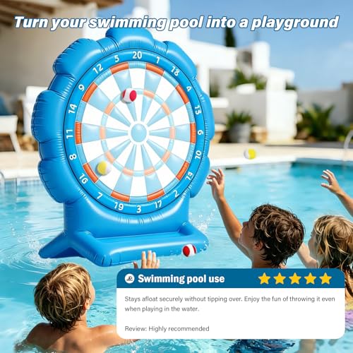 Best Pool Toys for Kids Teen Adult, Inflatable Dart Board Toss Pool Games with 10 Sticky Balls, Swimming Pool Floats Toys for Yard, Beach, Indoor & Outdoor Play, Summer Party Birthday Gift Age 4-12