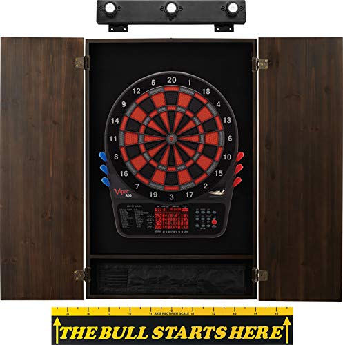 Viper 800 Electronic Dartboard, Metropolitan Espresso Cabinet, Laser Throw Line & Shadow Buster Dartboard Light Bundle - color: Espresso, style: Bull Throw Line